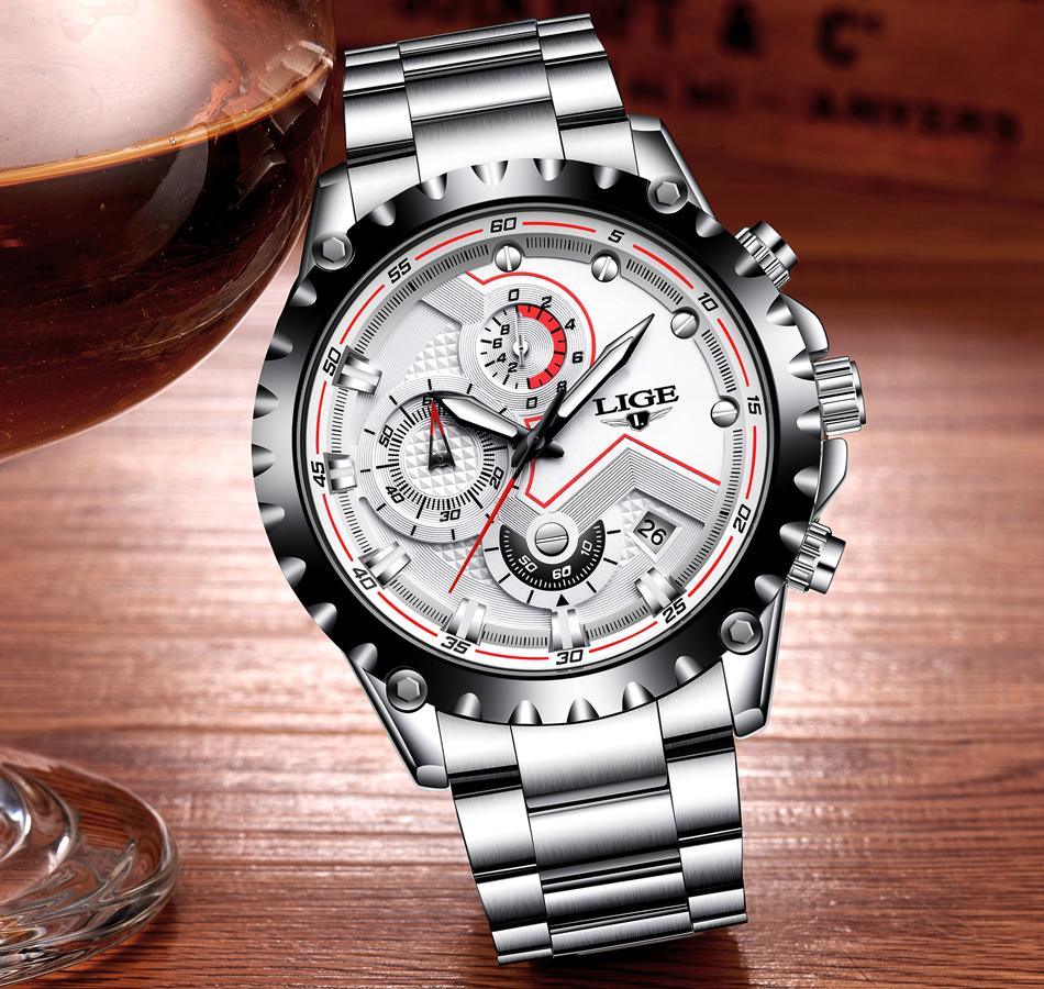 Montre pour homme avec chronomètres, affichage de la date et aiguilles fluorescentes, design unique, excellent cadeau