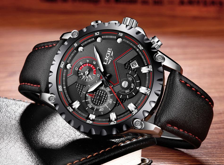 Montre pour homme avec chronomètres, affichage de la date et aiguilles fluorescentes, design unique, excellent cadeau