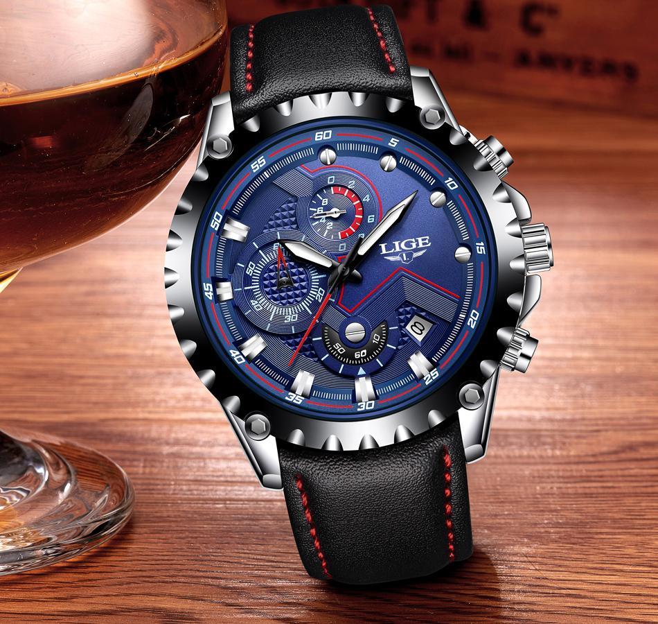 Montre pour homme avec chronomètres, affichage de la date et aiguilles fluorescentes, design unique, excellent cadeau