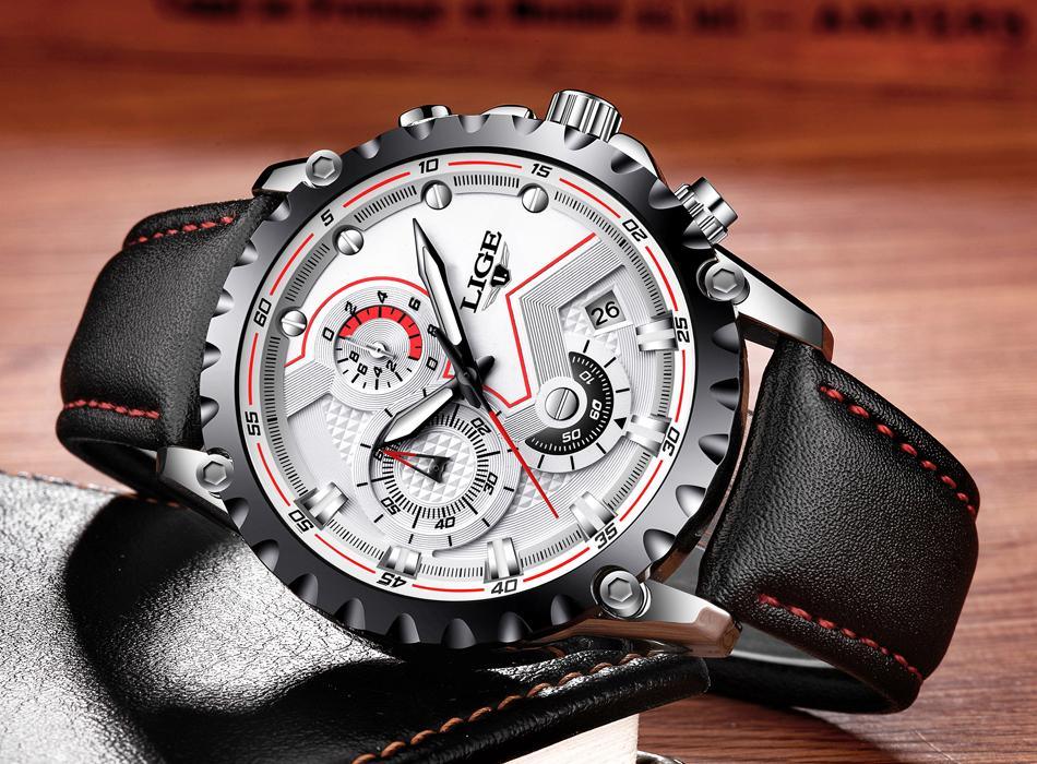 Montre pour homme avec chronomètres, affichage de la date et aiguilles fluorescentes, design unique, excellent cadeau