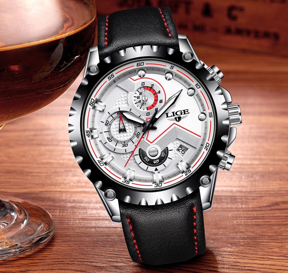Montre pour homme avec chronomètres, affichage de la date et aiguilles fluorescentes, design unique, excellent cadeau