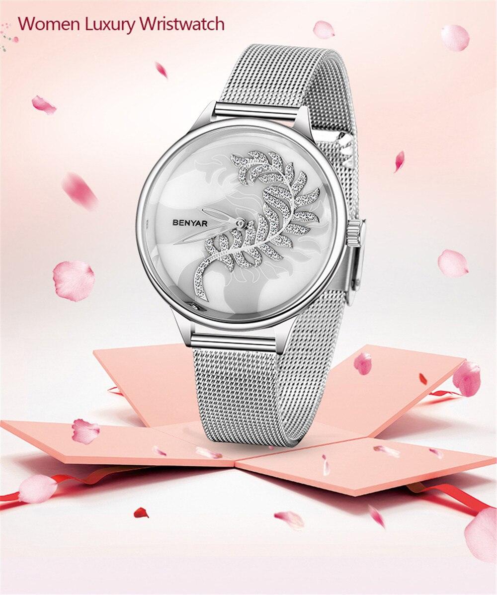 Montre Ronde Luxe Femme Simple Analogique Quartz Élégante Bracelet Maille Acier Inoxydable Montre-Bracelet Tendance pour Femme