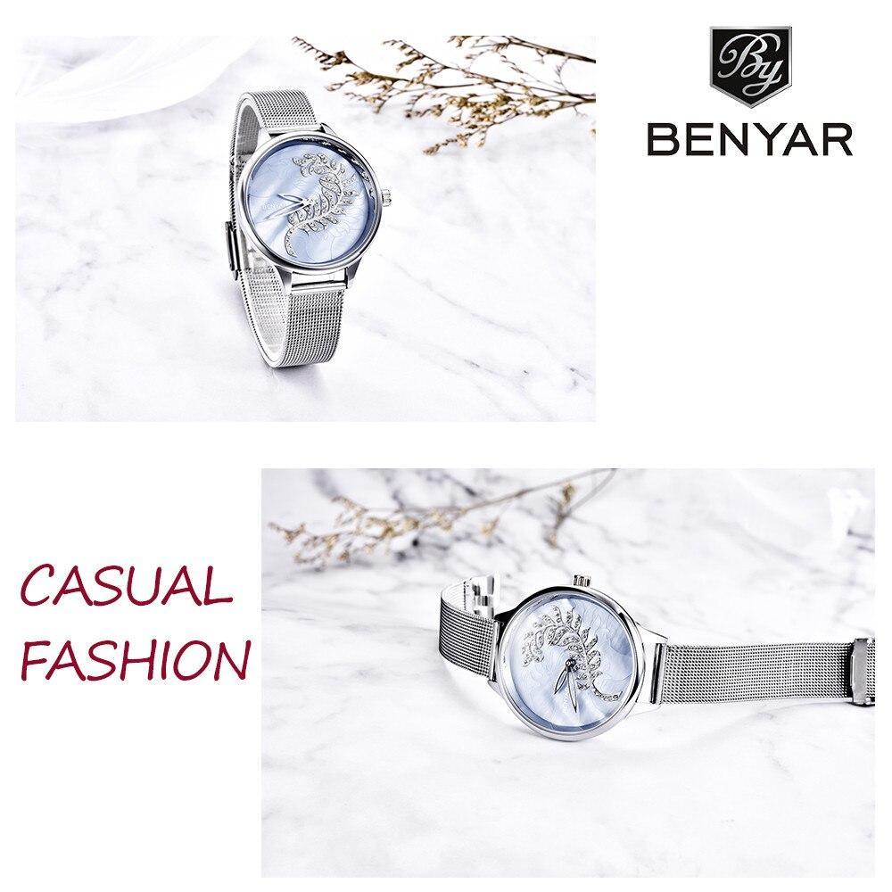 Montre Ronde Luxe Femme Simple Analogique Quartz Élégante Bracelet Maille Acier Inoxydable Montre-Bracelet Tendance pour Femme