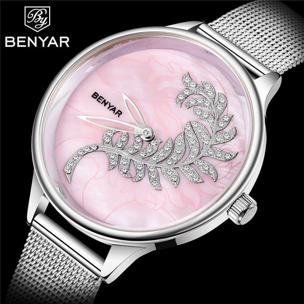 Montre Ronde Luxe Femme Simple Analogique Quartz Élégante Bracelet Maille Acier Inoxydable Montre-Bracelet Tendance pour Femme