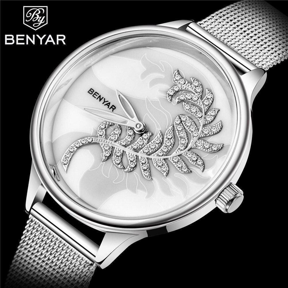 Montre Ronde Luxe Femme Simple Analogique Quartz Élégante Bracelet Maille Acier Inoxydable Montre-Bracelet Tendance pour Femme