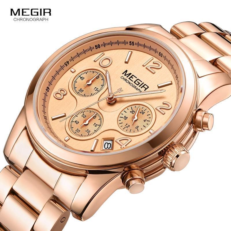 Montre-bracelet de luxe à quartz pour femmes, multifonctionnelle, ronde, étanche, en acier inoxydable, pour les affaires