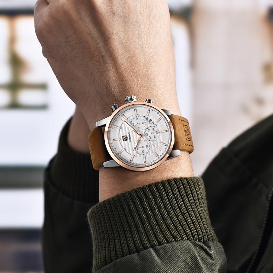 Nouvelles Montres de Luxe pour Hommes Chronographe Sport Montres Étanche Décontracté Sport Bracelet en Cuir Quartz Montre-Bracelet Homme