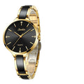 Montre-bracelet moderne étanche pour femme avec bracelet en céramique et fond brillant orné de zircons