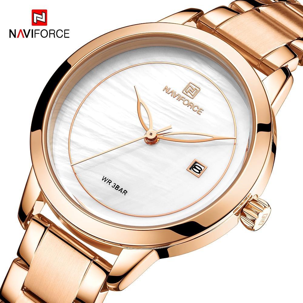 Montre moderne de luxe étanche en acier inoxydable pour femme avec fond à motif marbré