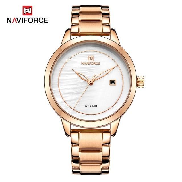 Montre moderne de luxe étanche en acier inoxydable pour femme avec fond à motif marbré