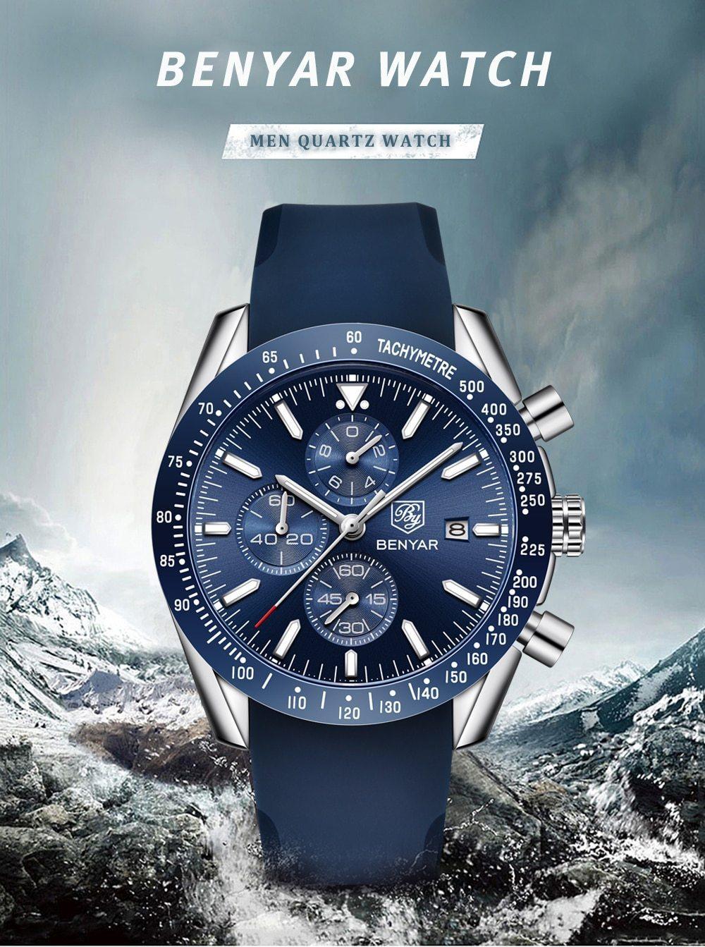 Montre homme bleue 2021 Montre de luxe design Montres bracelet en silicone Montres-bracelets pour homme Chronographe rond pour homme