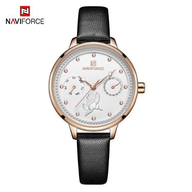 Montre de luxe élégante pour femme avec double zircon et deux chronomètres jour et date