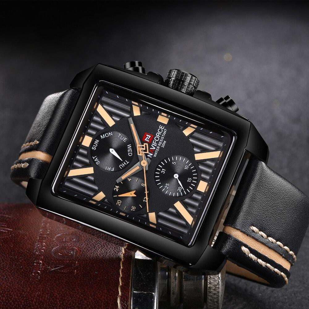 Montre homme étanche avec bracelet en cuir et chronomètres Style rétro Forme unique Excellent cadeau