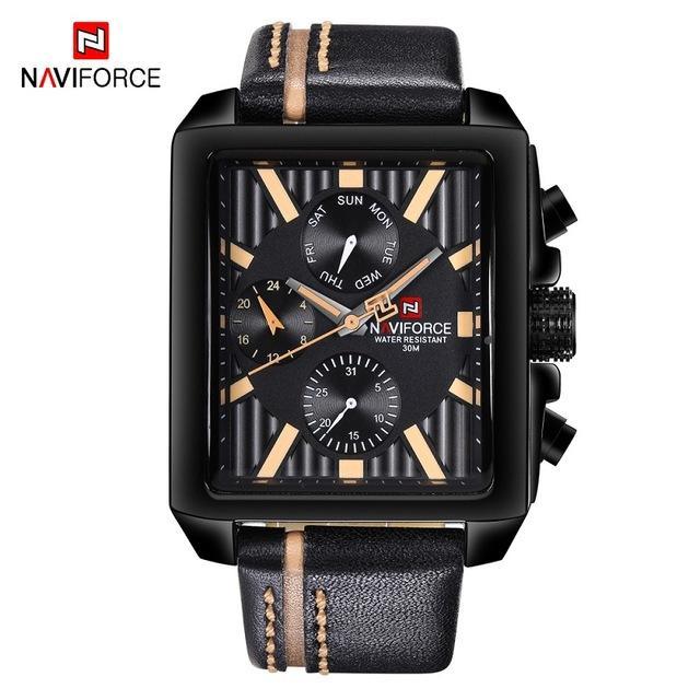 Montre homme étanche avec bracelet en cuir et chronomètres Style rétro Forme unique Excellent cadeau