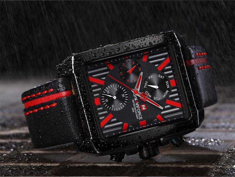 Montre homme étanche avec bracelet en cuir et chronomètres Style rétro Forme unique Excellent cadeau
