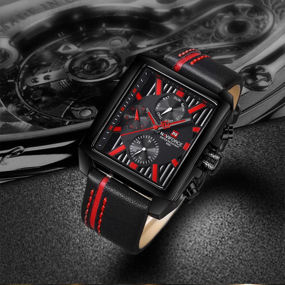 Montre homme étanche avec bracelet en cuir et chronomètres Style rétro Forme unique Excellent cadeau
