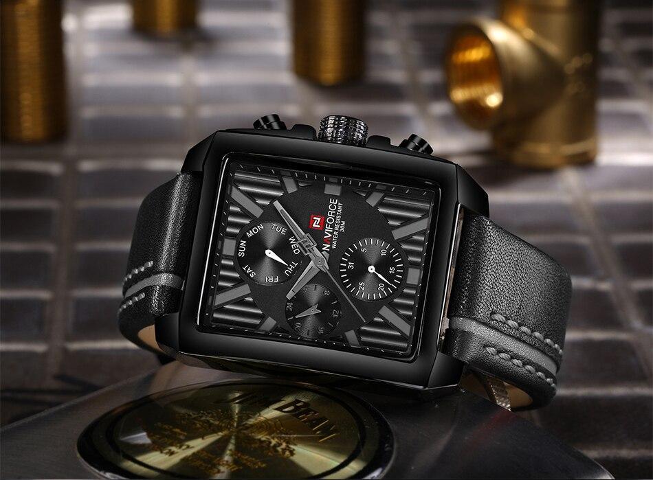 Montre homme étanche avec bracelet en cuir et chronomètres Style rétro Forme unique Excellent cadeau