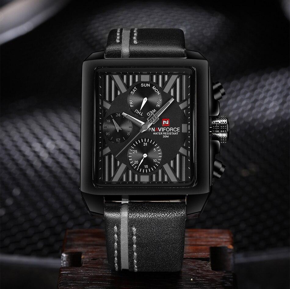 Montre homme étanche avec bracelet en cuir et chronomètres Style rétro Forme unique Excellent cadeau