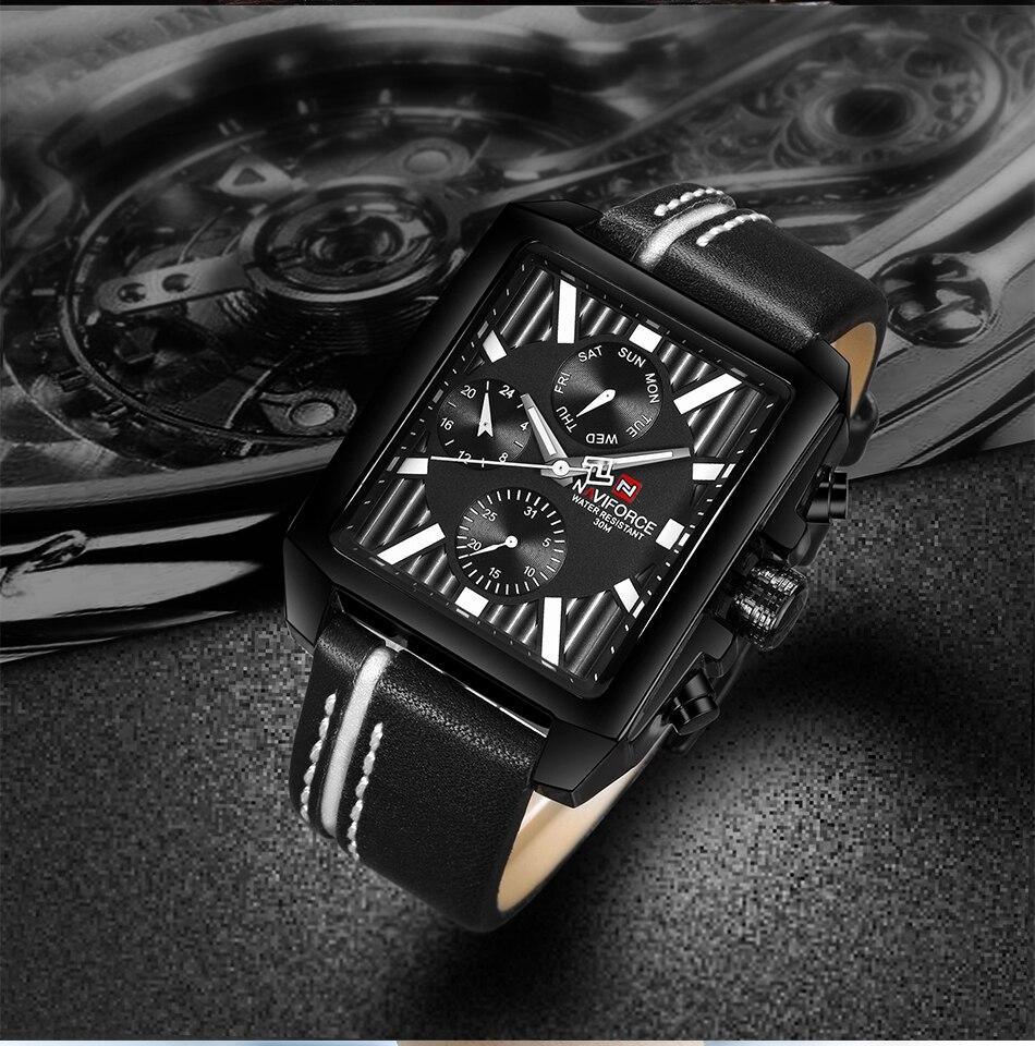 Montre homme étanche avec bracelet en cuir et chronomètres Style rétro Forme unique Excellent cadeau