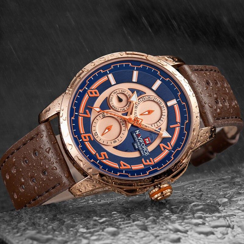 Montres de sport pour homme Montre étanche analogique à quartz Bracelet en cuir Calendrier Date Montre-bracelet unique Cadeau parfait