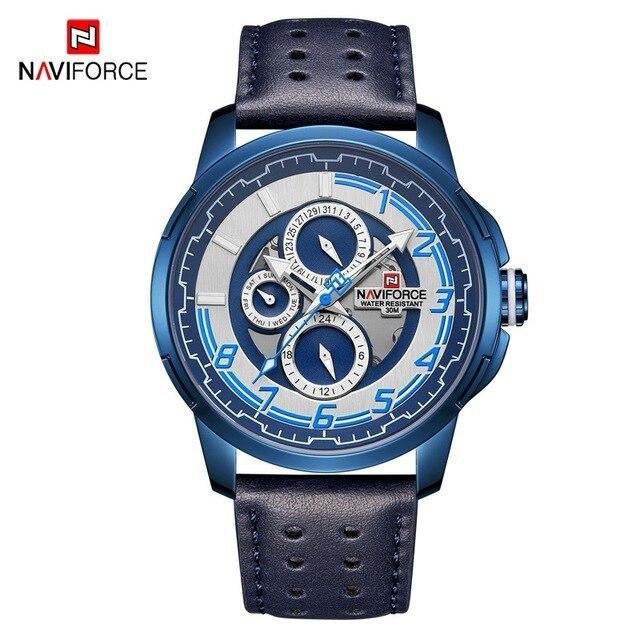 Montres de sport pour homme Montre étanche analogique à quartz Bracelet en cuir Calendrier Date Montre-bracelet unique Cadeau parfait