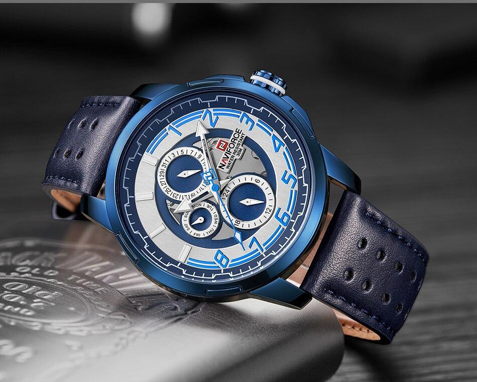 Montres de sport pour homme Montre étanche analogique à quartz Bracelet en cuir Calendrier Date Montre-bracelet unique Cadeau parfait