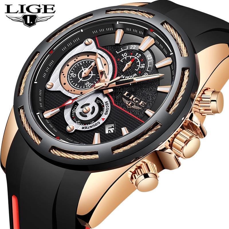 Montre moderne étanche pour homme avec bracelets en caoutchouc Montres multifonctions Design unique Cadeau parfait
