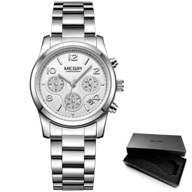 Montre-bracelet de luxe à quartz pour femmes, multifonctionnelle, ronde, étanche, en acier inoxydable, pour les affaires