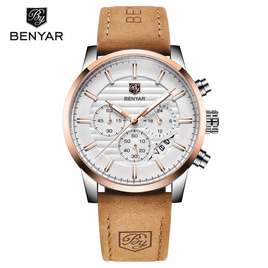 Nouvelles Montres de Luxe pour Hommes Chronographe Sport Montres Étanche Décontracté Sport Bracelet en Cuir Quartz Montre-Bracelet Homme