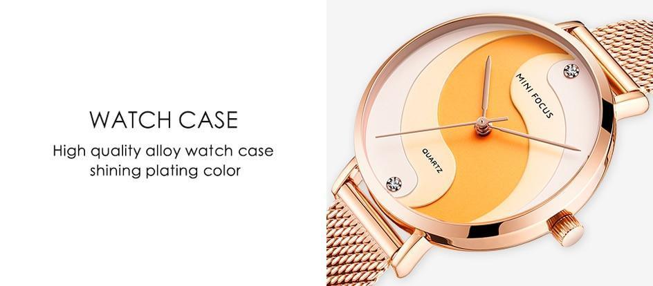 Montres ultra-fines en or rose pour femmes, à quartz analogique, étanches, avec un design rond élégant pour femmes