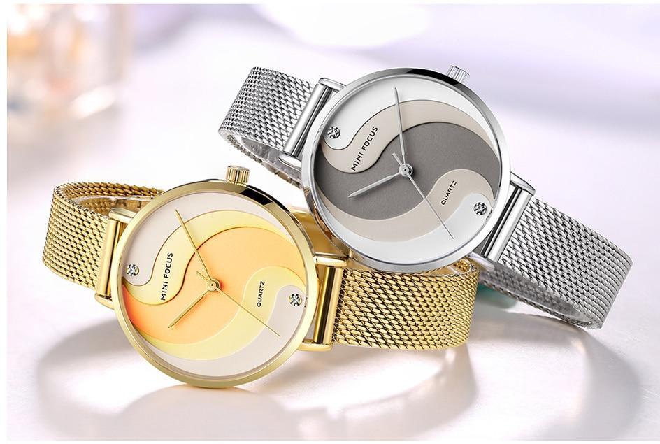 Montres ultra-fines en or rose pour femmes, à quartz analogique, étanches, avec un design rond élégant pour femmes