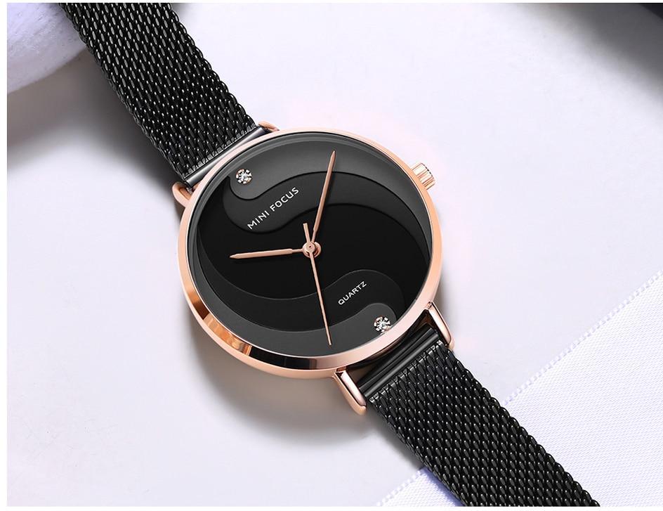 Montres ultra-fines en or rose pour femmes, à quartz analogique, étanches, avec un design rond élégant pour femmes