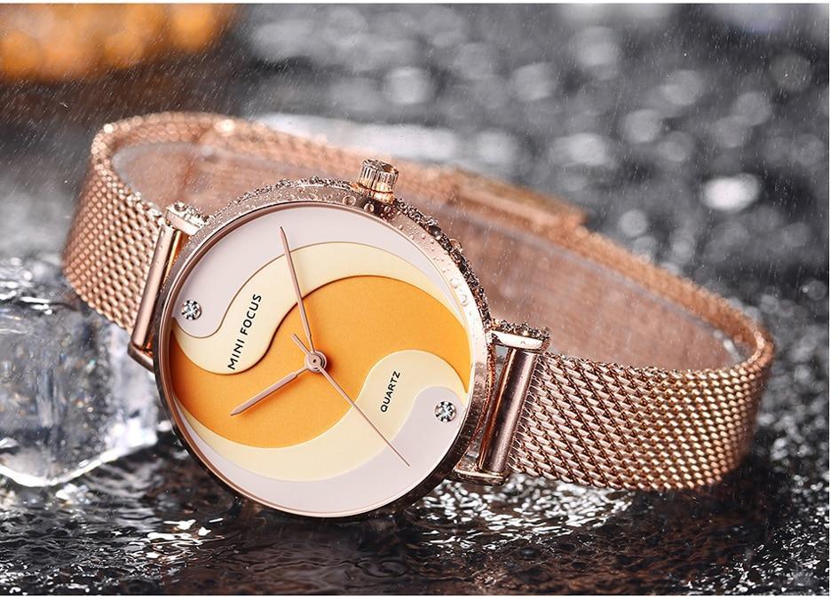 Montres ultra-fines en or rose pour femmes, à quartz analogique, étanches, avec un design rond élégant pour femmes