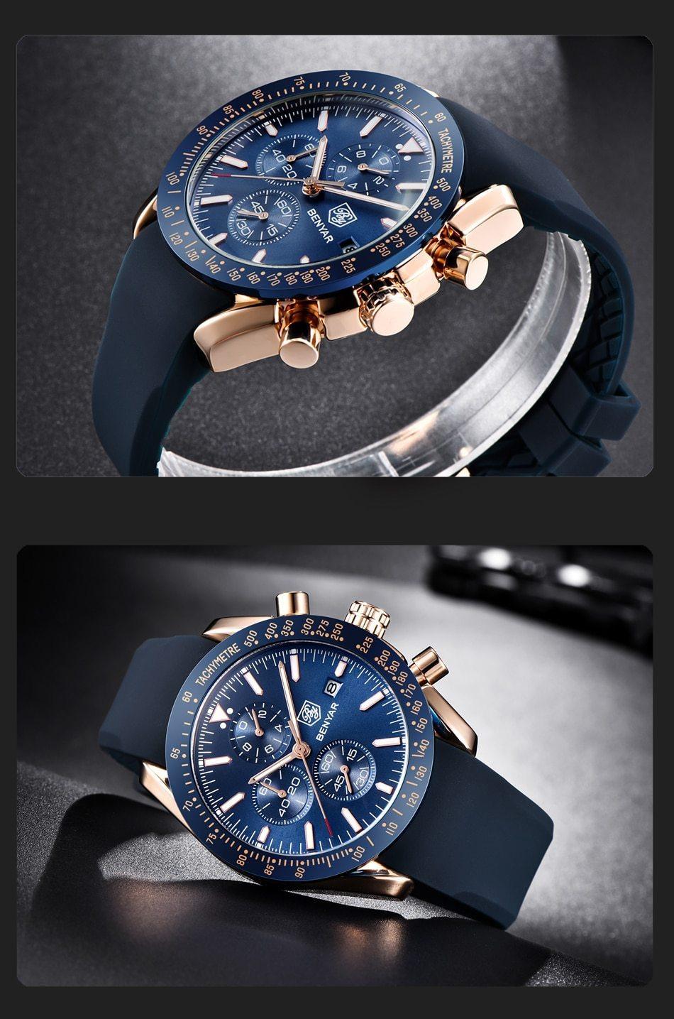 Montre de luxe à quartz pour hommes en acier inoxydable, chronographe analogique étanche et précis