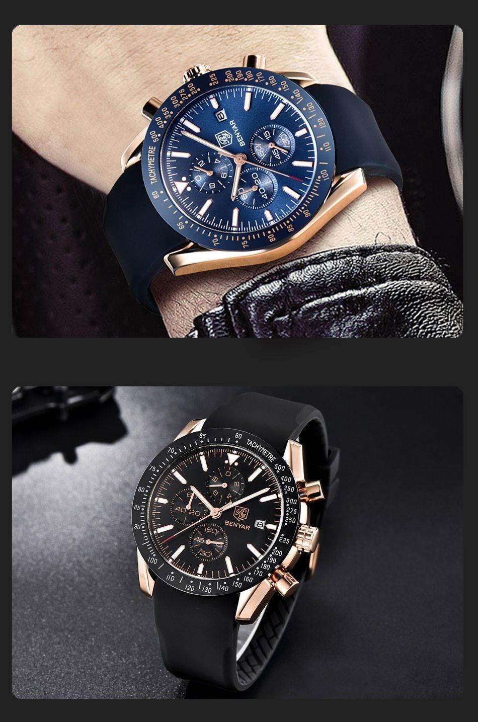 Montre de luxe à quartz pour hommes en acier inoxydable, chronographe analogique étanche et précis