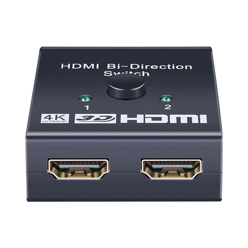 Commutateur Répartiteur HDMI 4K 2 Ports, Commutateur HDMI Bidirectionnel 2 Ports, Sélecteur d'Affichage, Prise en Charge Ultra HD 4K 1080P 3D HDR pour HDTV Gaming