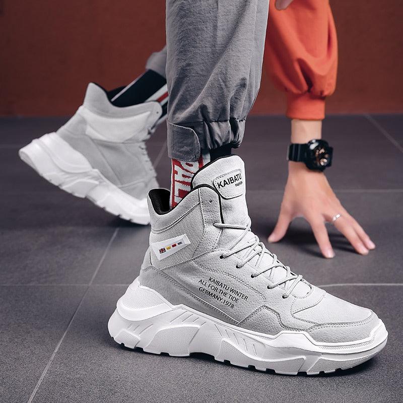 Chaussures montantes modernes chaudes d'hiver et d'automne pour hommes, semelle en caoutchouc, chaussures de sport de course, maille respirante de haute qualité, chaussures de marche et de jogging antidérapantes pour hommes, baskets athlétiques.