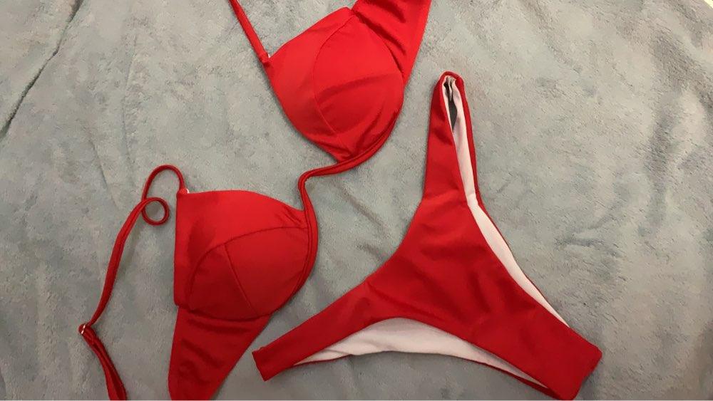 Ensemble de bikini push-up non rembourré pour femme, 4 couleurs, bandage, maillot de bain, bas string, deux pièces, bikini simple, maillot de bain, maillots de bain