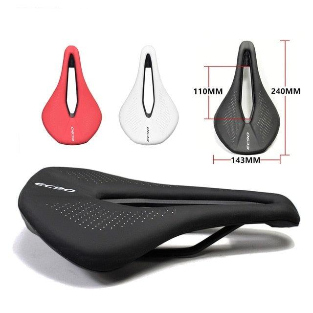 Selle de vélo de sport Selle de vélo de route VTT Selle de course en PU Coussin de siège souple et respirant Suspension Gel Selle de vélo respirante Siège de vélo confortable Conception ergonomique Adapté au VTT et au vélo de route