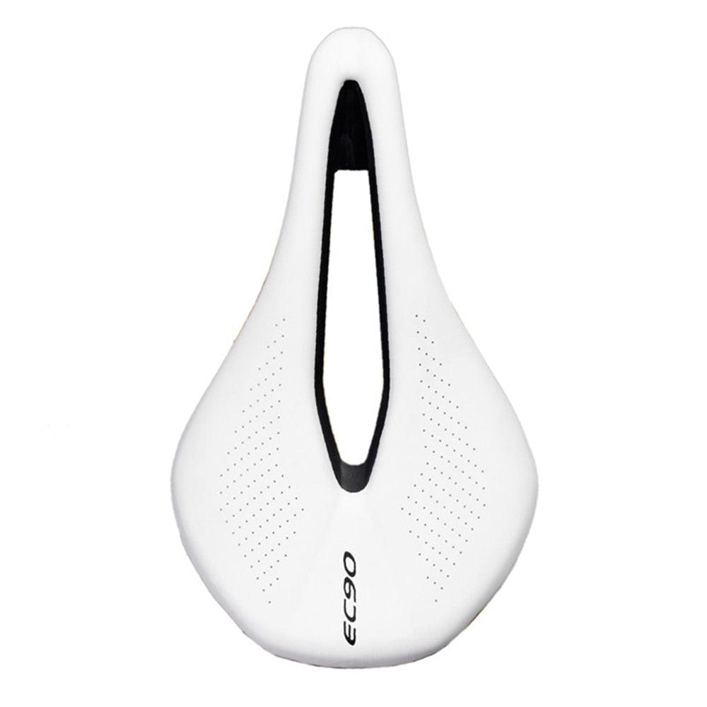 Selle de vélo de sport Selle de vélo de route VTT Selle de course en PU Coussin de siège souple et respirant Suspension Gel Selle de vélo respirante Siège de vélo confortable Conception ergonomique Adapté au VTT et au vélo de route