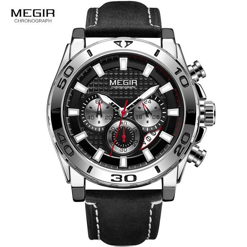 Montres à quartz multifonctionnelles pour hommes, élégantes avec bracelet en cuir, étanches et modernes pour hommes