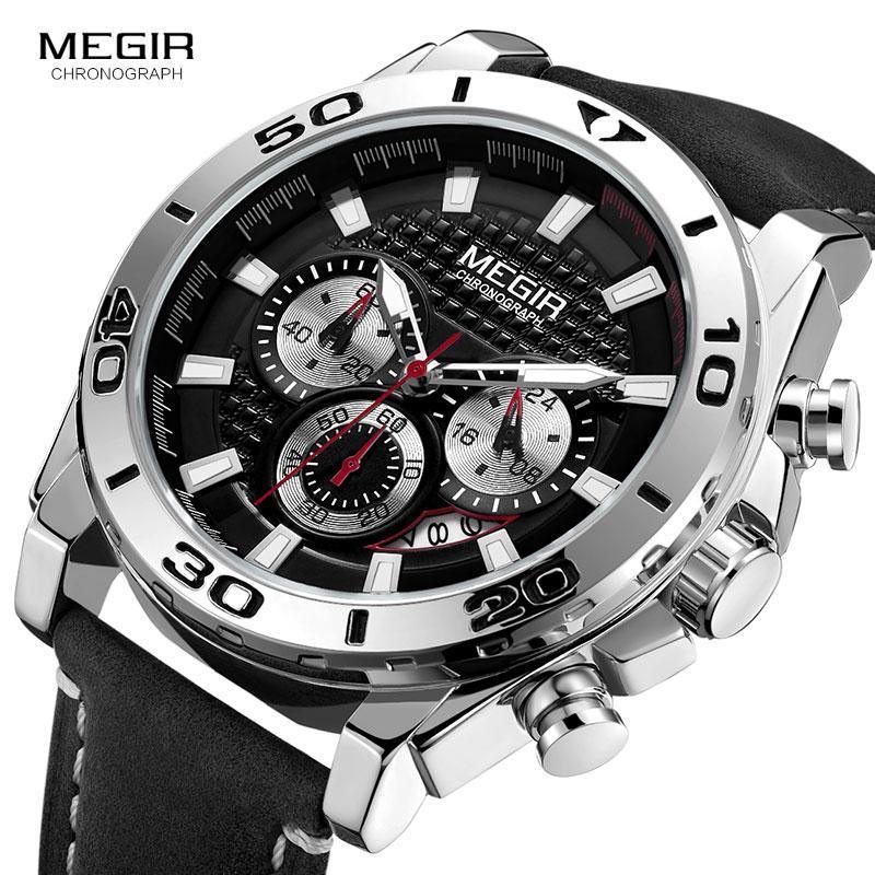Montres à quartz multifonctionnelles pour hommes, élégantes avec bracelet en cuir, étanches et modernes pour hommes