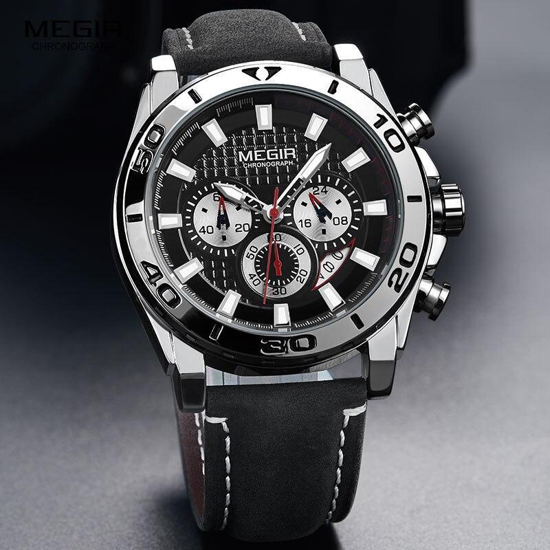 Montres à quartz multifonctionnelles pour hommes, élégantes avec bracelet en cuir, étanches et modernes pour hommes