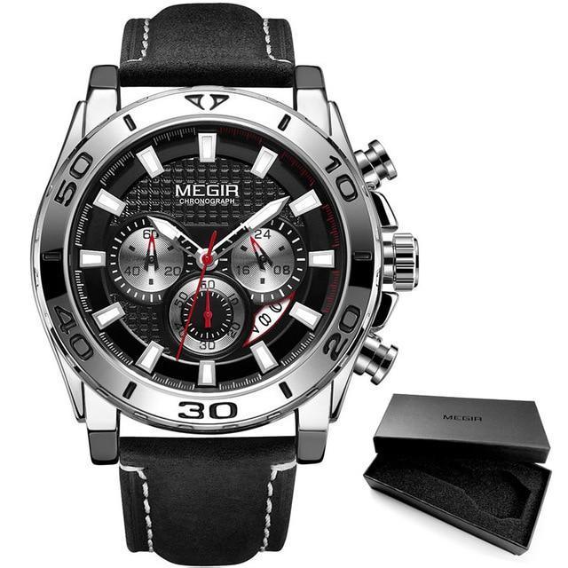 Montres à quartz multifonctionnelles pour hommes, élégantes avec bracelet en cuir, étanches et modernes pour hommes
