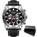 Montres à quartz multifonctionnelles pour hommes, élégantes avec bracelet en cuir, étanches et modernes pour hommes