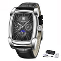 Montre carrée de luxe pour homme, analogique, étanche, à quartz, sport, bracelet en cuir élégant, design business pour homme