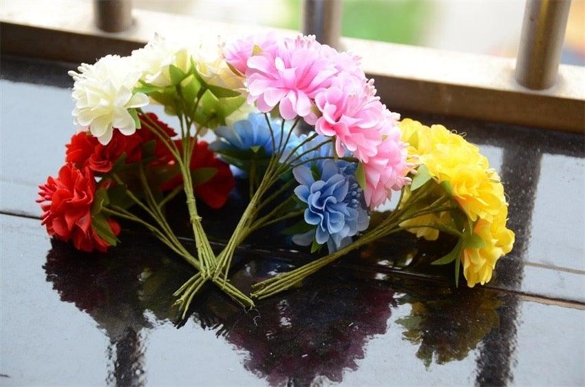6 pcs Soie Étamine Fleur Artificielle Bouquet Mariage Fête Décoration Couronne Faite Main Cadeau Scrapbooking Artisanat Faux Fleurs