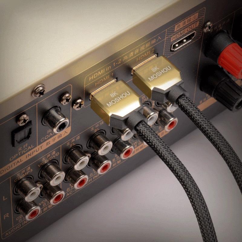 Câbles HDMI 2.1 8K 60Hz 4K 120Hz 48Gbps, Cordon Vidéo HDR Ultra HD 48Gbps Haute Vitesse Interface Multimédia Haute Définition Compatible TV Moniteur Gaming
