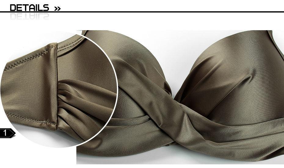 Maillots de bain taille haute pour femmes - Bikini couleur unie tissu de haute qualité - Ensemble bikini taille haute pour femmes - Maillot de bain 2 pièces - Maillot de bain bikini grande taille
