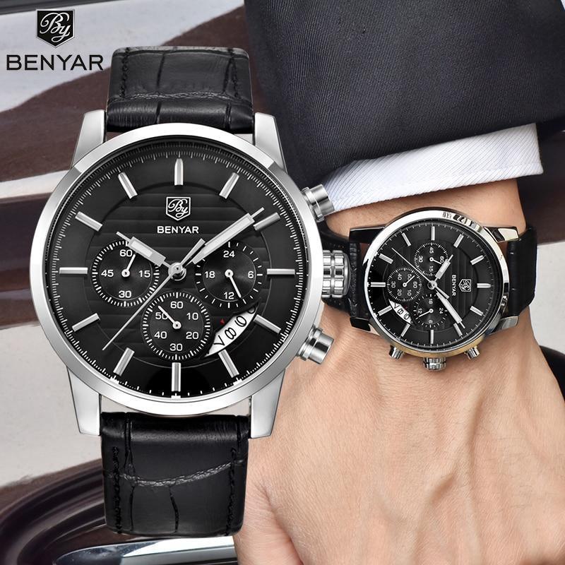 Montres de Luxe pour Hommes, Montre Tendance Étanche pour Hommes, Décontractée Sport Bracelet en Cuir